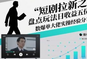 短剧拉新之盘点玩法日收益五位数爆单大佬实操经验分享