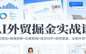 AI外贸掘金实战课：选品建站+精准获客+社媒营销+成交SOP+矩阵复盘，全套外贸干货