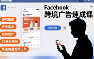 （16964期）Facebook跨境广告速成课，避坑指南、百元测品、素材制作，30分钟实战，快速跑通首单出单