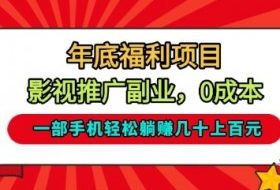 年底福利项目，影视推广副业，一部手机轻松躺入几十上百【揭秘】