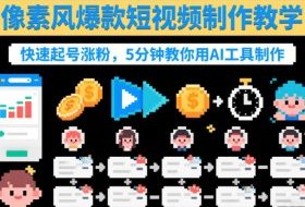 像素风爆款短视频制作教学，快速起号涨粉，5分钟教你用AI工具制作