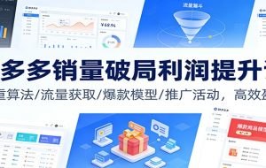 拼多多销量破局利润提升课：权重算法/流量获取/爆款模型/推广活动，高效盈利