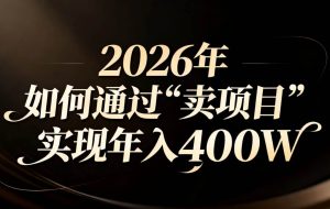 （16999期）2026年如何通过“卖项目”实现年入百万
