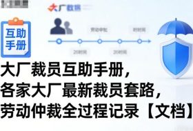 大厂裁员互助手册，各家大厂最新裁员套路，劳动仲裁全过程记录【文档】