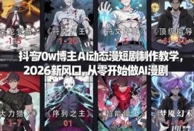 抖音70w博主AI动态漫短剧制作教学，2026新风口，从零开始做AI漫剧，普通人也能月入过W