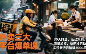 (17019期)外卖三大平台爆单课,30天打法、活动策划、流量加权,快速冷启动,实现新店月销破3000单