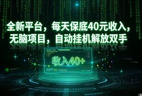 最新看广平台,每天保底30-4米,无脑项目,自动挂G解放双手【揭秘】