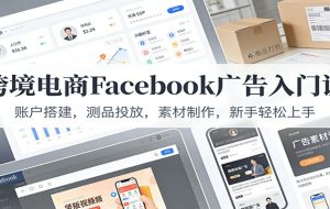 跨境电商Facebook广告入门课：账户搭建，测品投放，素材制作，新手轻松上手