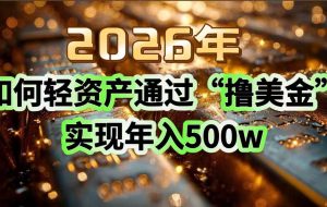 （17033期）2026年如何轻资产通过“撸美金”实现年入500w