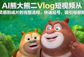 AI熊大熊二Vlog短视频从灵感到成片的完整流程,快速起号,吸引母婴粉