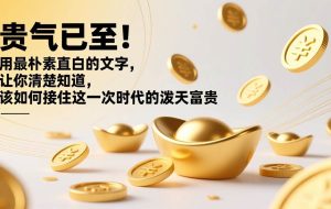 （17049期）付费文章：贵气已至！用最朴素直白的文字，让你清楚知道，该如何接住这一次时代的泼天富贵