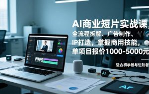 （17051期）AI商业短片实战课，全流程拆解、广告制作、IP打造，掌握商用技能，单项目报价1000-5000元