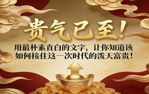 付费文章:贵气已至!用最朴素直白的文字,让你知道该如何接住这一次时代的泼天富贵!