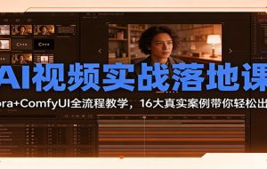 AI视频实战落地课:Sora+ComfyUI全流程教学,16大真实案例带你轻松出片