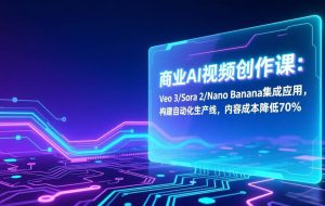 （17070期）商业AI视频创作课：Veo 3/Sora 2/Nano Banana集成应用，构建自动化生产线，内容成本降低70%