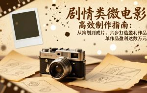 （17086期）剧情类微电影高效制作指南：从策划到成片，六步打造盈利作品，单作品盈利达数万元