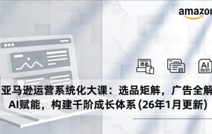 （17103期）亚马逊运营系统化大课：选品矩阵，广告全解，AI赋能，构建千阶成长体系(26年1月更新)