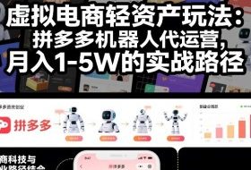 虚拟电商轻资产玩法：拼多多机器人代运营，月入1-5W的实战路径【揭秘】