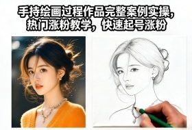 手持绘画过程作品完整案例实操，热门涨粉教学，快速起号涨粉