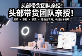 头部带货团队亲授！专业短视频实拍带货课：桌拍+涨粉+投流+选品全攻略，快速出单变现，月入2w+