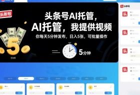 头条号AI托管，我提供视频，你每天5分钟发布，日入5张，可批量操作【揭秘】