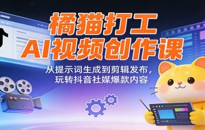 橘猫打工AI视频创作课：从提示词生成到剪辑发布，玩转抖音社媒爆款内容