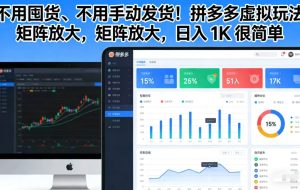 （17100期）不用囤货、不用手动发货！拼多多虚拟玩法，矩阵放大，日入 1K 很简单