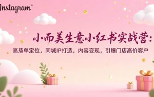 （17114期）小而美生意小红书实战营：高客单定位，同城IP打造，内容变现，引爆门店高价客户