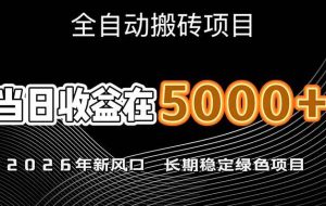 （17115期）2026年新风口赛道，当日6000+以上，可批量放大，月收入20万+，长期绿色稳定的项目