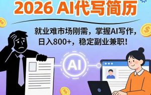 （17119期）AI代写简历，超暴利，用万能模板月入1-3万实战教程，2026年市场刚需！