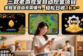 三款老游戏全自动挖金项目，全程全自动无需值守，轻松日收1k+，小白宝妈副业首选【揭秘】