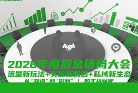 2026年度掘金破局大会，流量新玩法+实体新机遇+私域新生态，从“知道”到“做到”的实战赋能