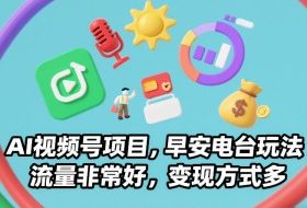 AI视频号项目，早安电台玩法，流量非常好，变现方式多