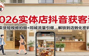 2026实体店抖音获客课：卖货短视频拍摄+同城流量引爆，解锁到店转化密码