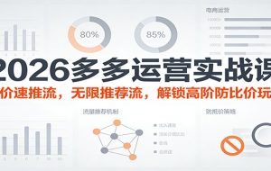 2026多多运营实战课：出价速推流，无限推荐流，解锁高阶防比价玩法（更新）