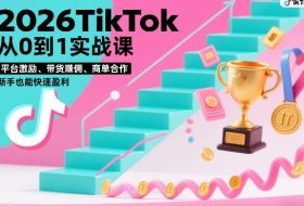 2026TikTok从0到1实战课，平台激励、带货賺佣、商单合作，新手也能快速盈利（3天直播课）