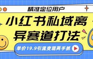 小红书私域离异赛道打法，精准定位，单价19.9引流变现两手抓