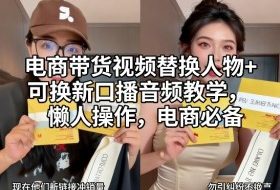 电商带货视频替换人物+可换新口播音频教学，懒人操作，电商必备