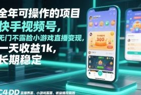 全年可操作的项目，快手视频号无门槛不露脸小游戏直播变现，一天收益1k，长期稳定【揭秘】