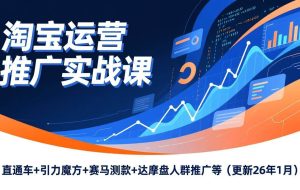 （17200期）淘宝运营推广实战课，直通车+引力魔方+赛马测款+达摩盘人群推广等（更新26年1月）