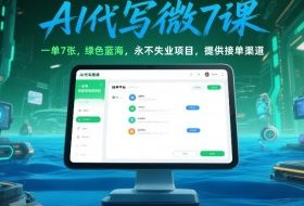 AI代写微课，一单7张，绿色蓝海，永不失业项目，提供接单渠道！
