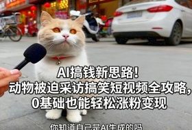 AI搞钱新思路！动物被迫采访搞笑短视频全攻略，0基础也能轻松涨粉变现