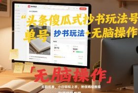 头条傻瓜式抄书玩法单号日收入8张+无脑操作，简单粗暴，小白轻松上手，附保姆级教程