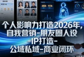 个人影响力打造2026年，自我营销-朋友圈人设-IP打造-公域私域-商业闭环
