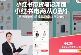 小红书带货笔记课程，小红书电商从0到1，手把手教你单篇笔记带货月入1W