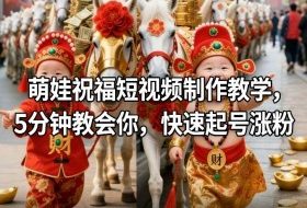 萌娃祝福短视频制作教学，5分钟教会你，快速起号涨粉