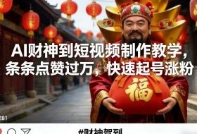 AI财神到短视频制作教学，条条点赞过万，快速起号涨粉