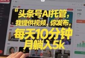 头条号AI托管，我提供视频，你发布，每天10分钟，月躺入5k+【揭秘】