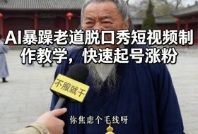 AI暴躁老道脱口秀短视频制作教学，快速起号涨粉