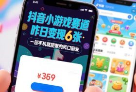 抖音小游戏赛道，昨日变现600+，零基础一部手机就能做的风口副业【揭秘】